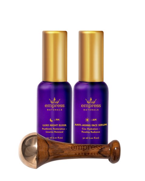 The Radiance Restore Kit with serums and a Kansa Wand